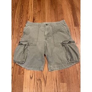 Polo Jeans Company Ralph Lauren Cargo Shorts Mens 38 Green Distressed Frayed Hem